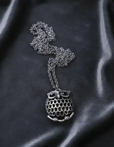 Collar de búho Acero plateado - miniatura 2