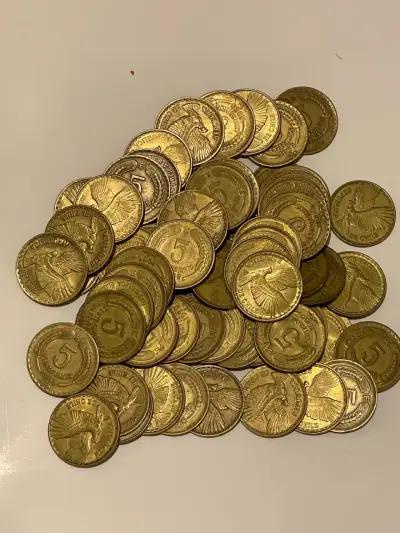 60 Monedas 5 centimos, bronce aluminio, usadas - miniatura 2