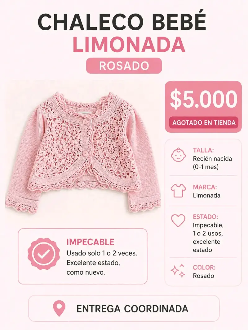 Chaleco bebé rosado Limonada