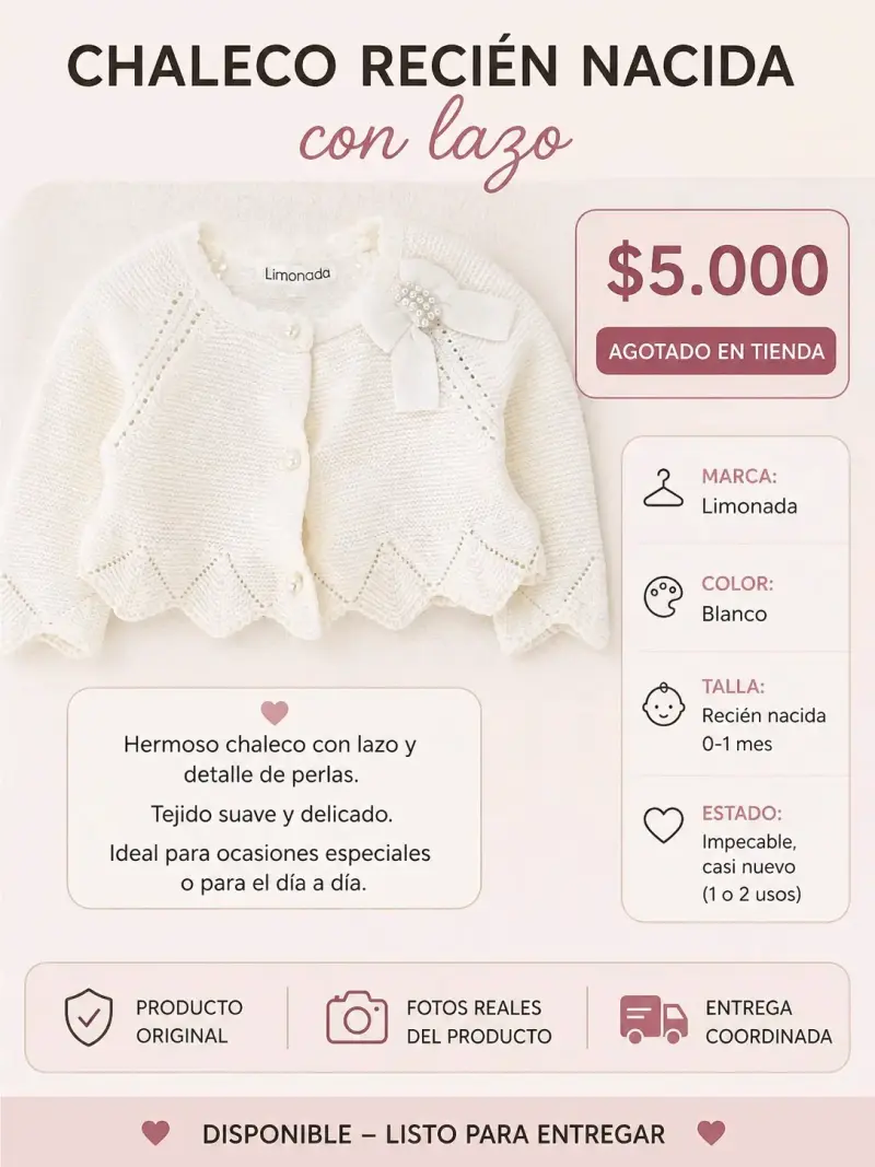Chaleco bebé rosado Limonada