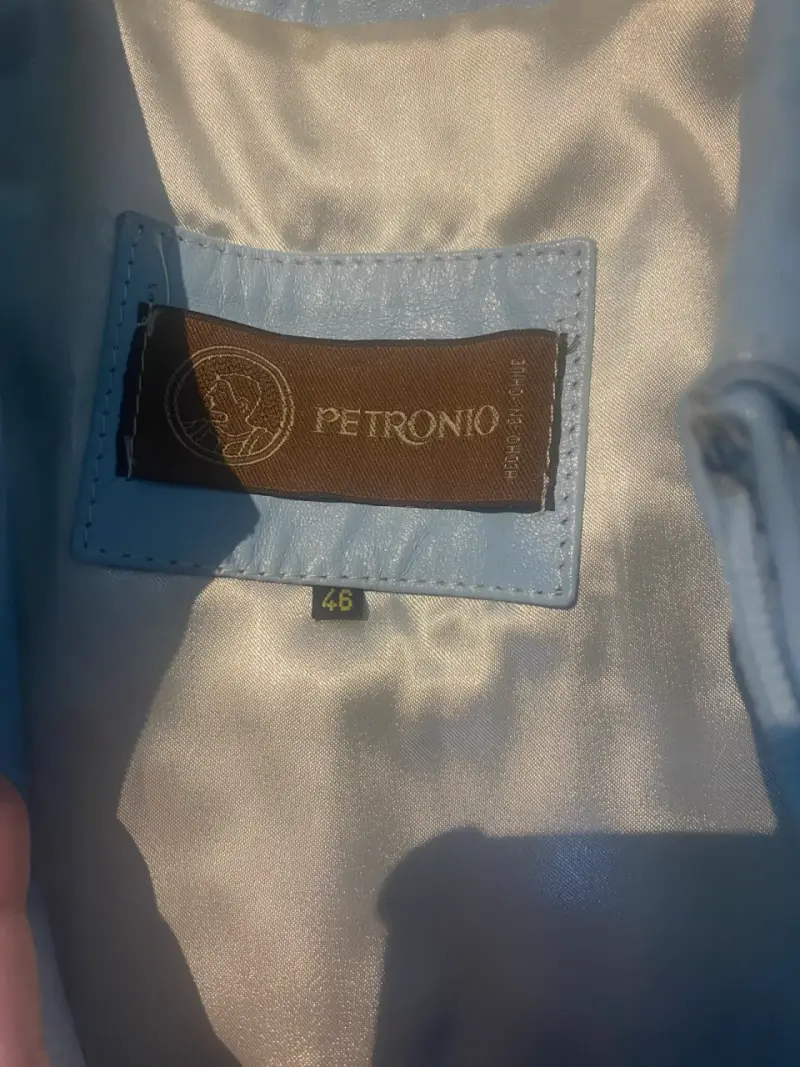 Chaqueta azul clara mujer cuero - 2