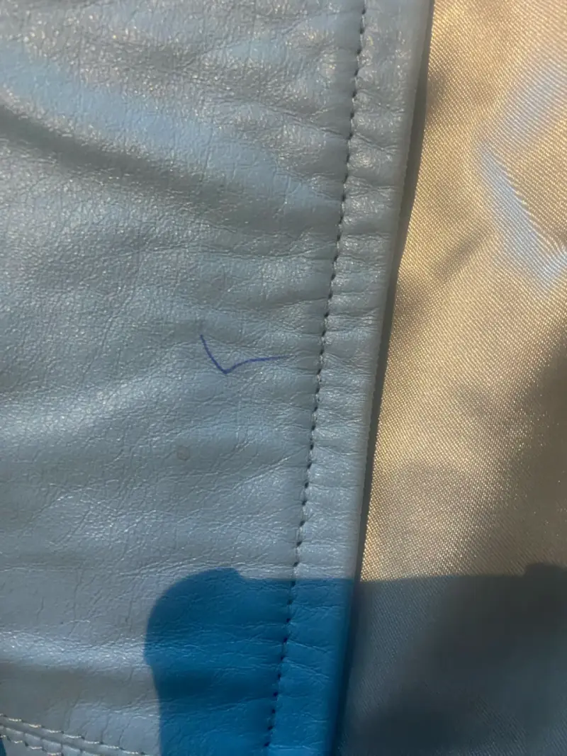 Chaqueta azul clara mujer cuero - 3