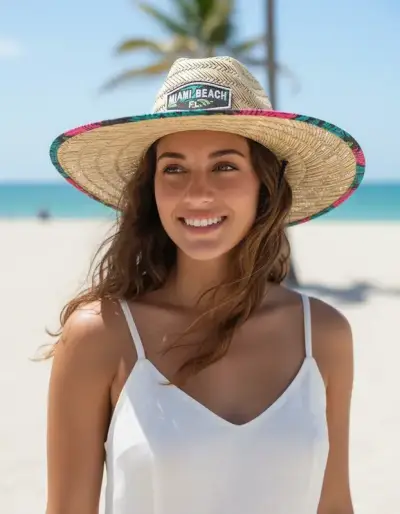 Sombrero de playa bordado made Miami Unisex - miniatura 1
