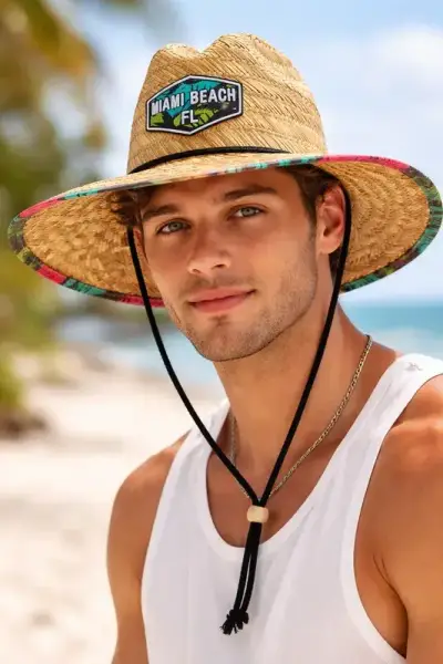 Sombrero de playa bordado made Miami Unisex - miniatura 2