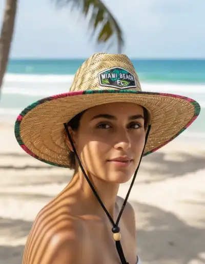 Sombrero de playa bordado made Miami Unisex - miniatura 6