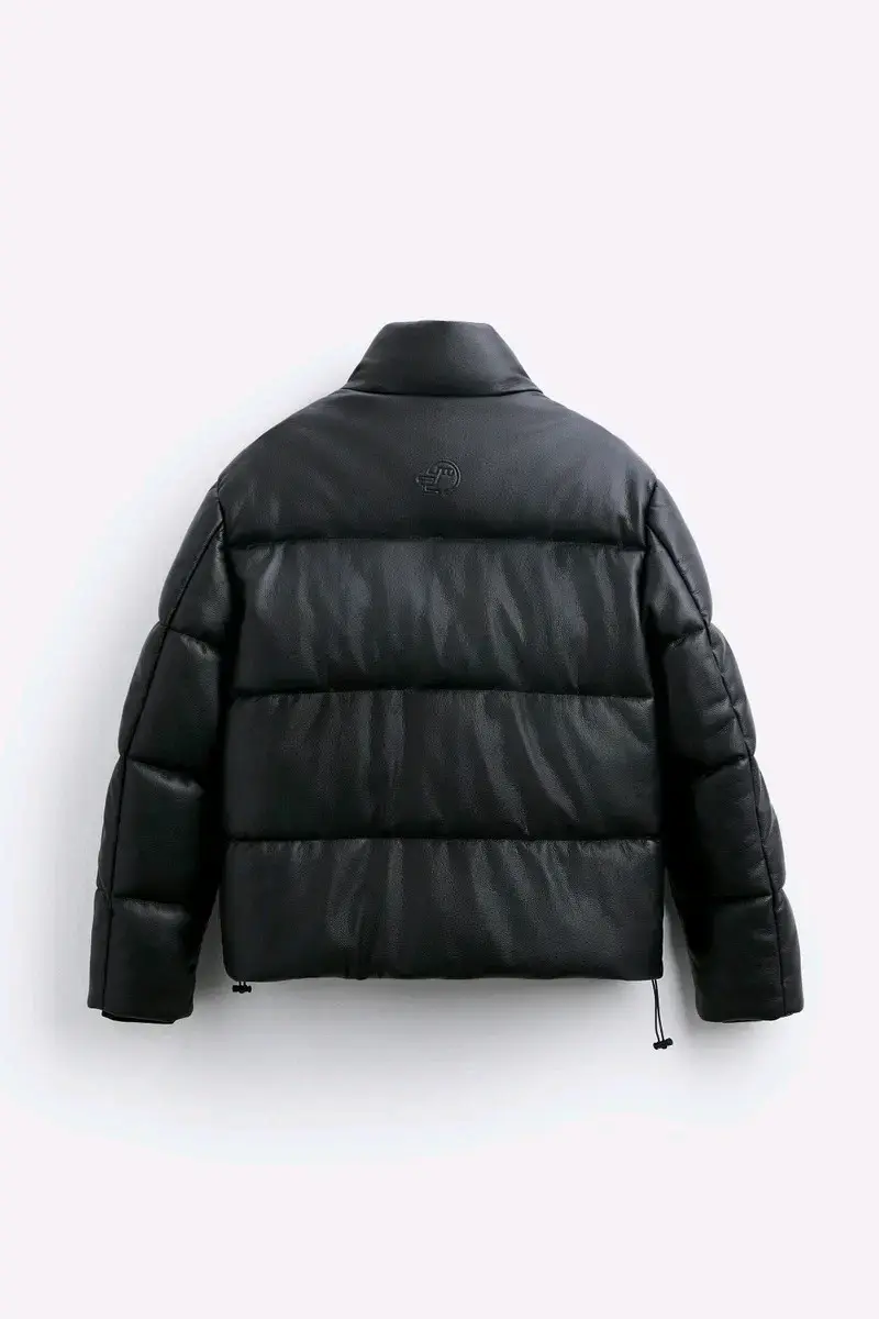 Chaqueta acolchada negra cuero - 2