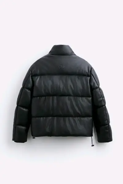 Chaqueta acolchada negra cuero - miniatura 2