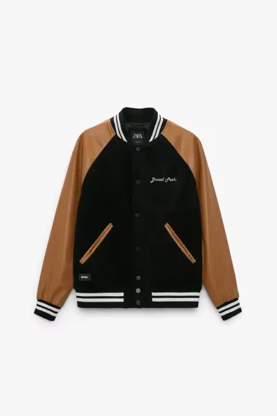 Chaqueta bomber negra y café - miniatura 1