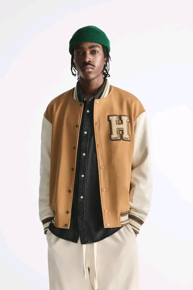Chaqueta bomber marrón beige - 1