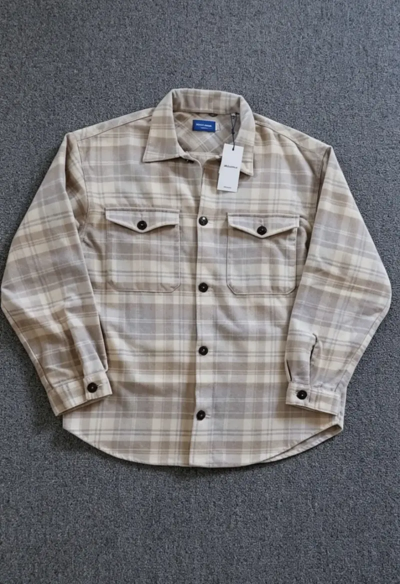 Camisa Leñadora cuadros beige - 1