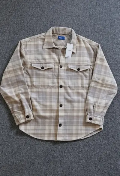 Camisa Leñadora cuadros beige - miniatura 1