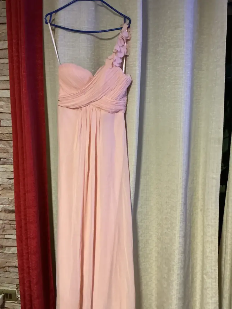Vestido largo rosa elegante - 1