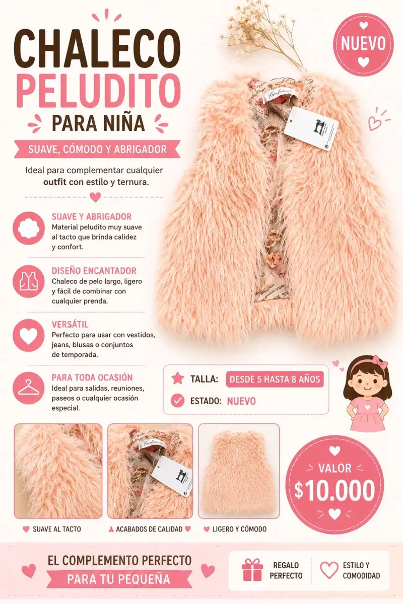 Chaleco peludito para niña