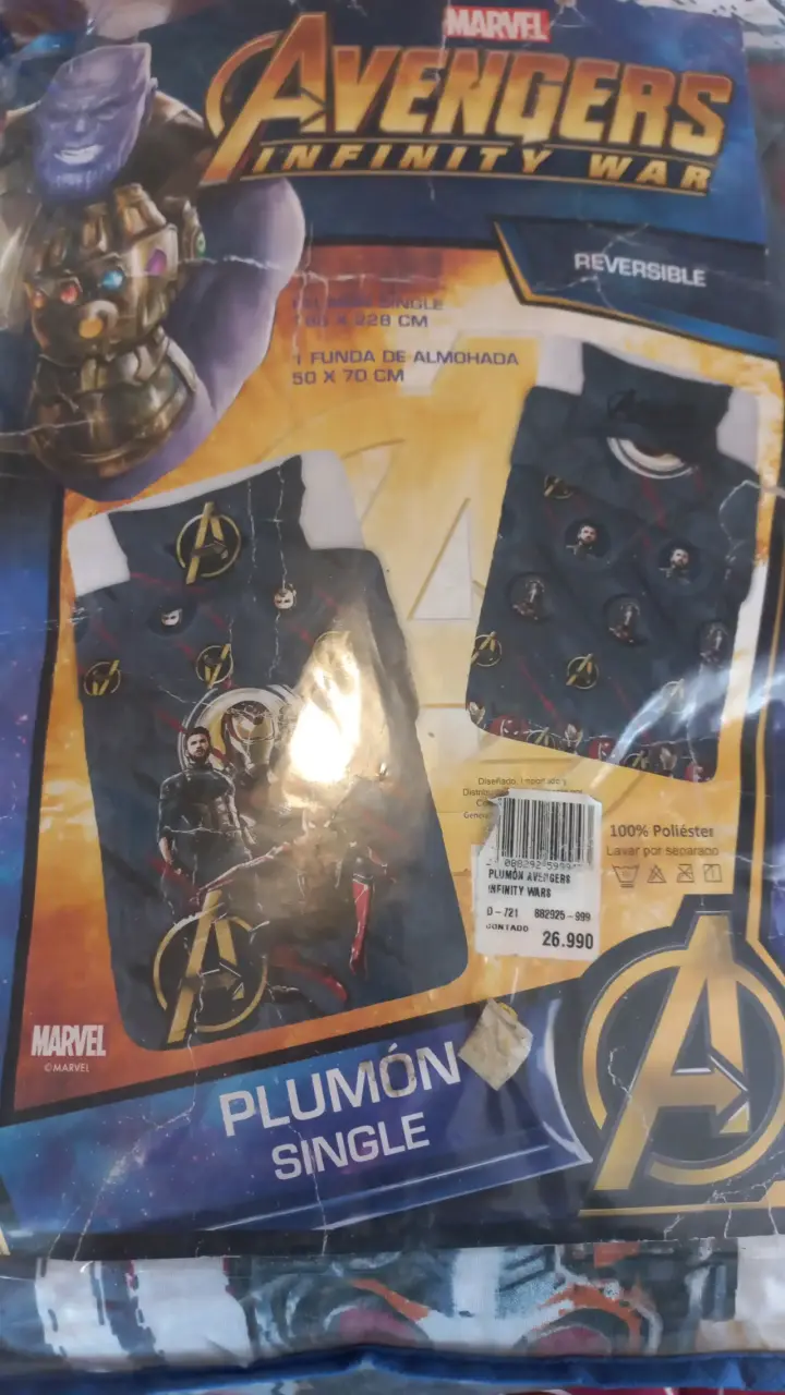 Plumón Avengers Infinity War reversible - 2