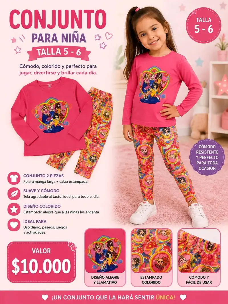 Conjunto niña estampado talla 5-6