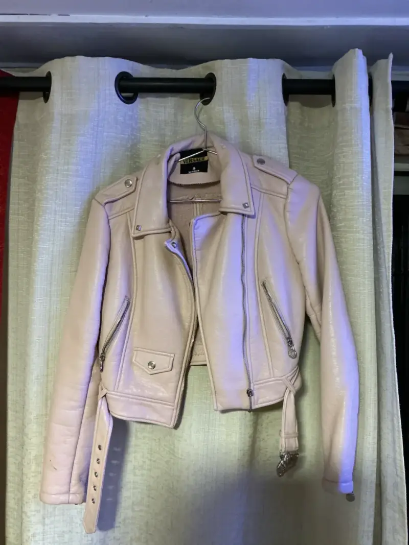 Chaqueta de cuero beige - 1