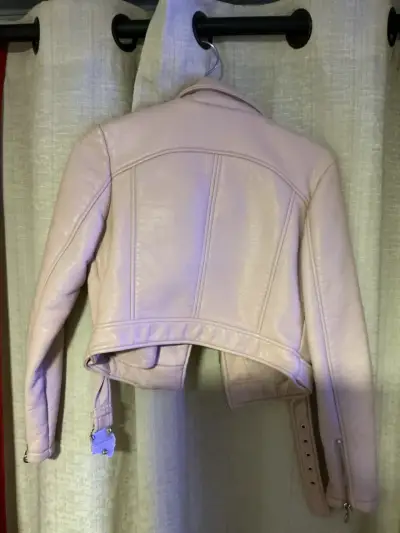Chaqueta de cuero beige - miniatura 2