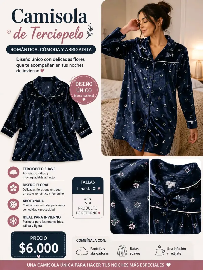 Camisola de terciopelo azul