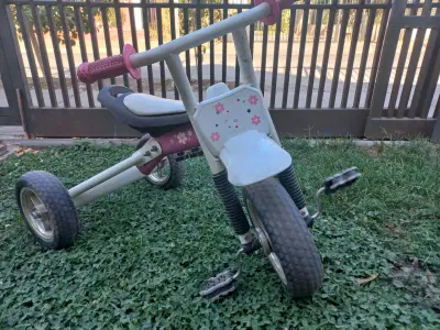 Triciclo infantil blanco y rosa - miniatura 1
