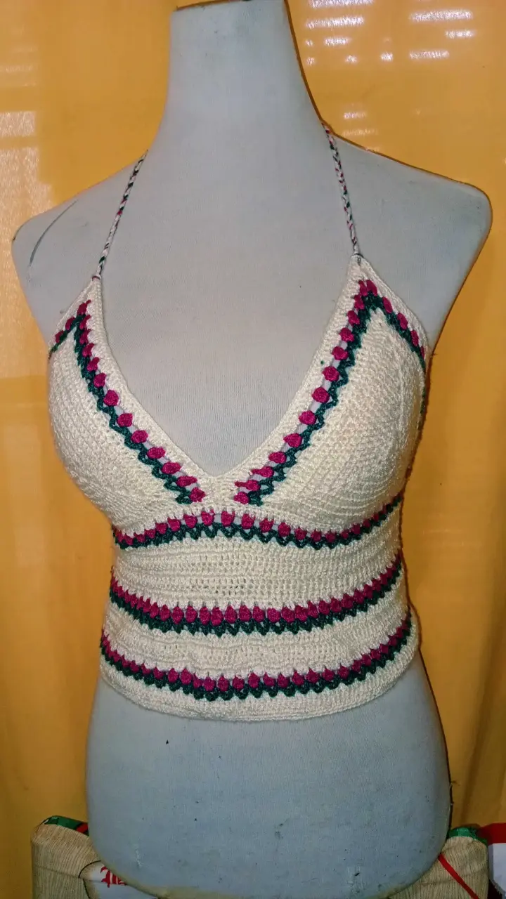 Top de crochet multicolor