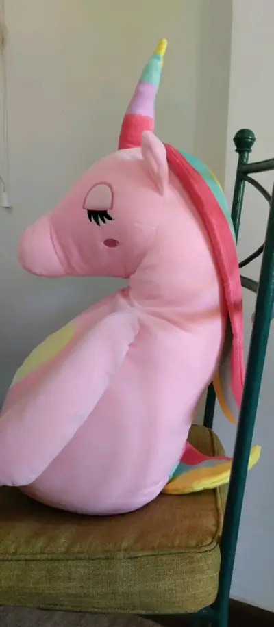 Peluche unicornio rosa grande - miniatura 1