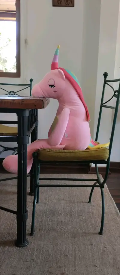 Peluche unicornio rosa grande - miniatura 2