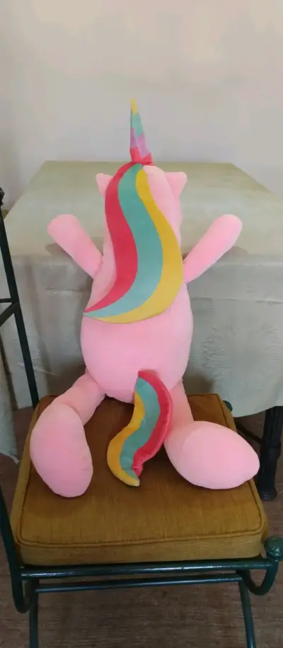 Peluche unicornio rosa grande - miniatura 3