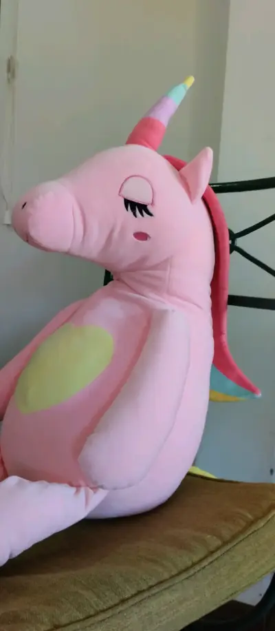 Peluche unicornio rosa grande - miniatura 5