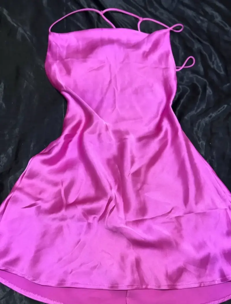 Vestido satinado fucsia Zara - 1