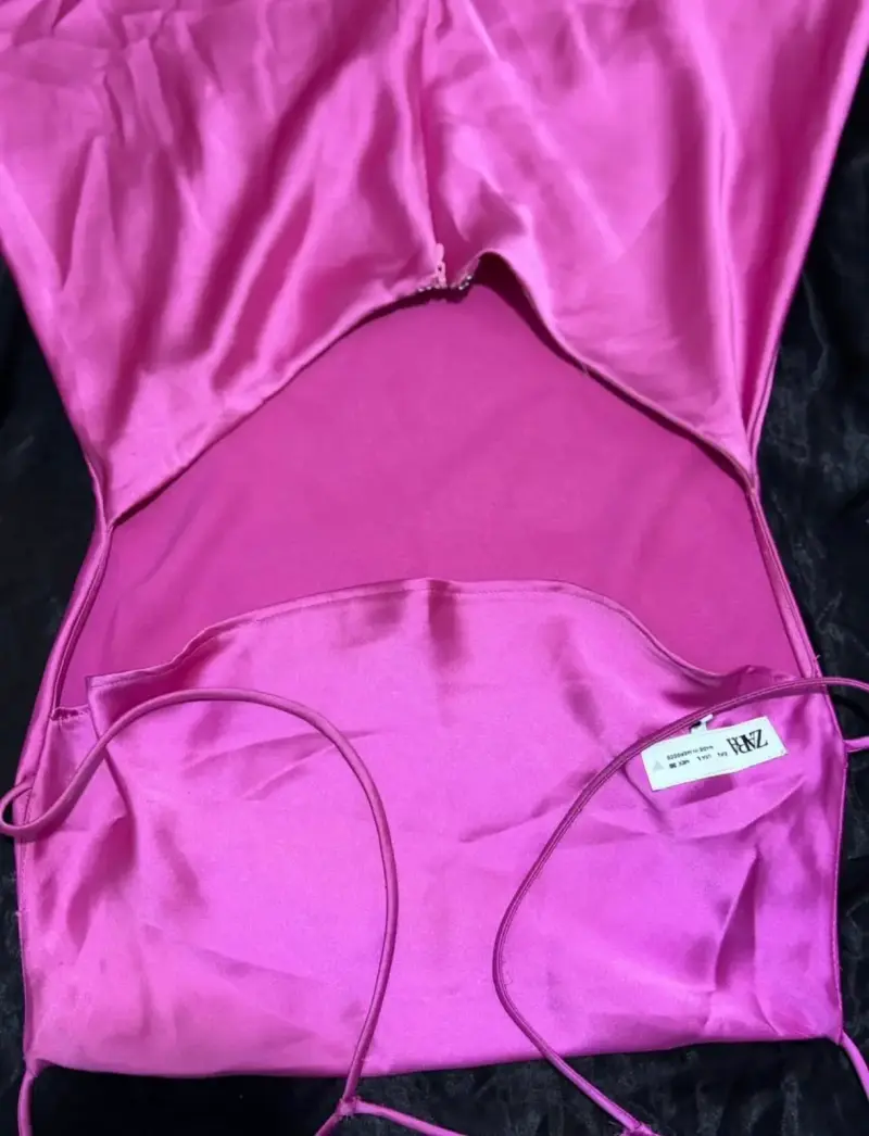 Vestido satinado fucsia Zara - 2