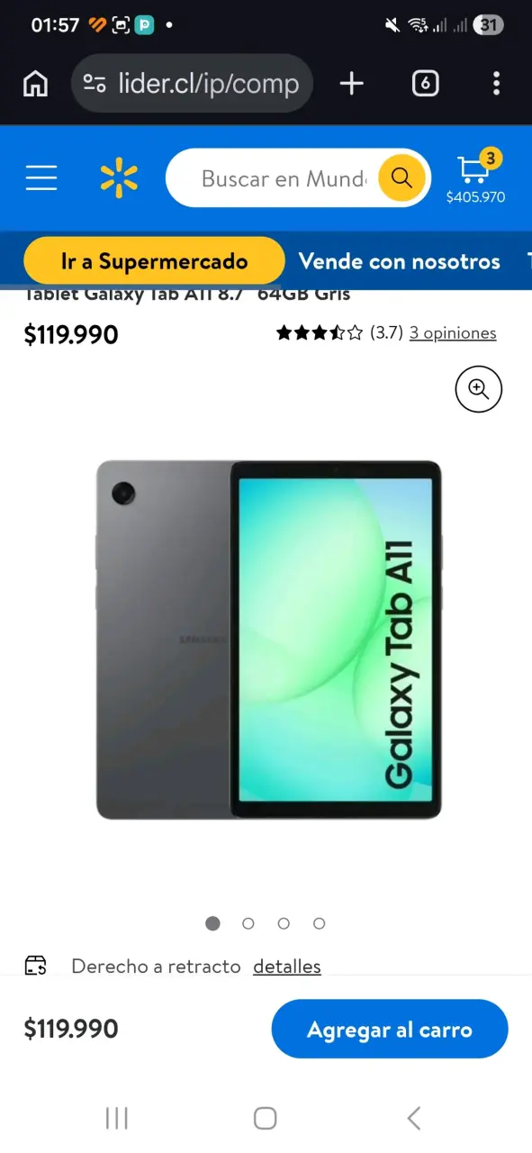 Tablet Galaxy Tab A11 64GB Gris