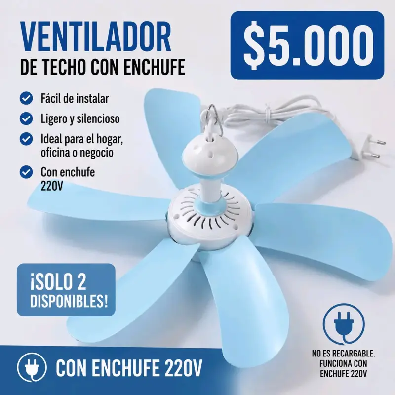 Ventilador de techo con enchufe