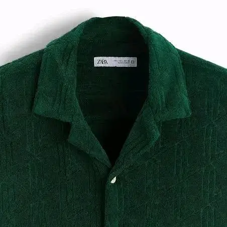 Camisa verde de manga corta estilo toalla zara - 3