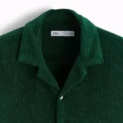 Camisa verde de manga corta estilo toalla zara - miniatura 3