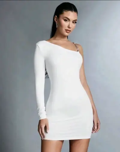 Vestido blanco un hombro - miniatura 1