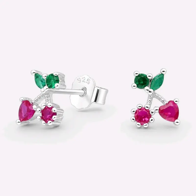 Aros de cereza en plata 925