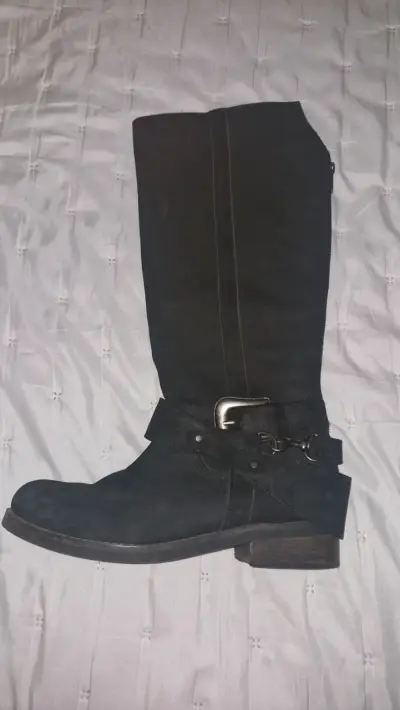 Bota alta negra de cuero - miniatura 1