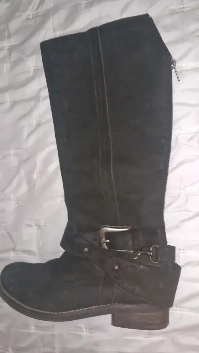 Bota alta negra de cuero - miniatura 6
