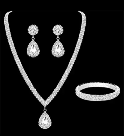 Set de joyería brillante plateado - miniatura 2