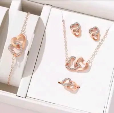 Set de joyería brillante plateado - miniatura 3