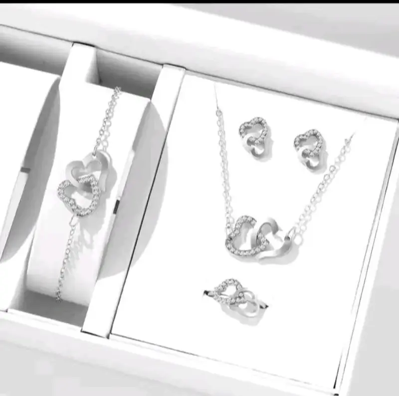 Set de joyería brillante plateado - 5