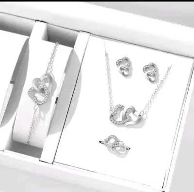 Set de joyería brillante plateado - miniatura 5