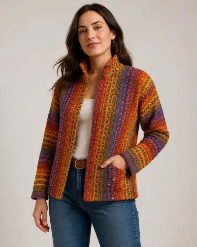 Chaqueta de lana multicolor - miniatura 1