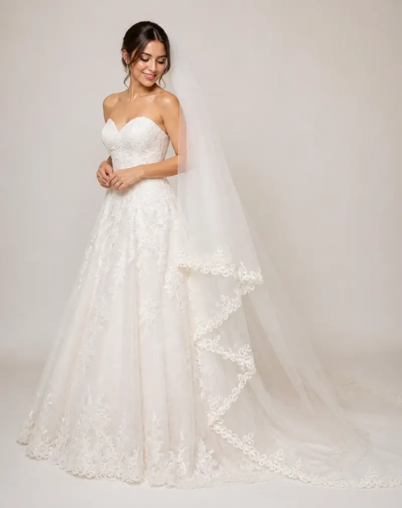Velo de novia encaje elegante - 1
