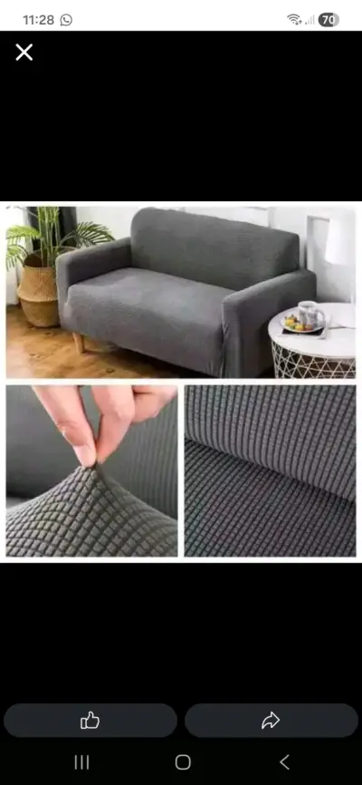 Funda elástica para sofá gris - miniatura 1