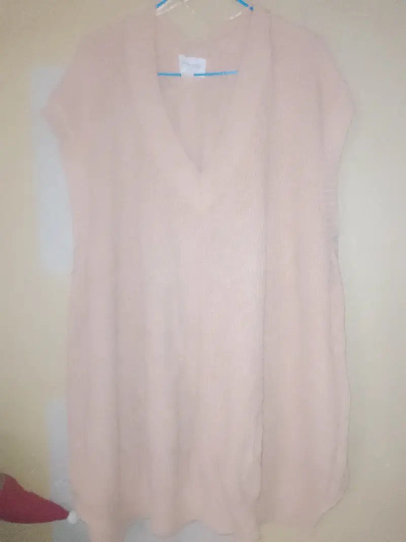 Chaleco tejido beige sin mangas - 1