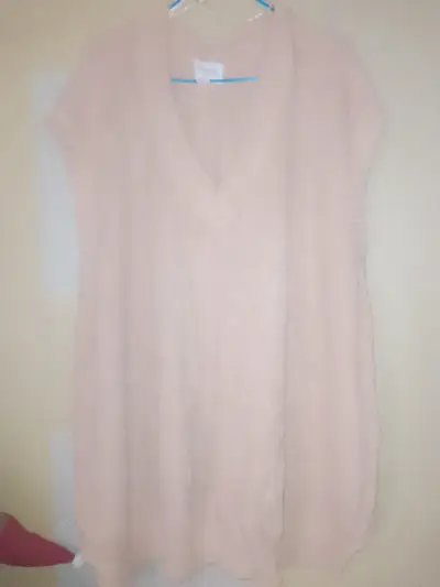 Chaleco tejido beige sin mangas - miniatura 1
