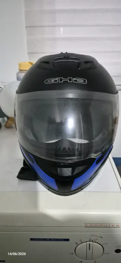 Casco integral negro y azul, certificado - miniatura 1