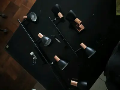 Set de Lamparas de techo negra y cobre - miniatura 2
