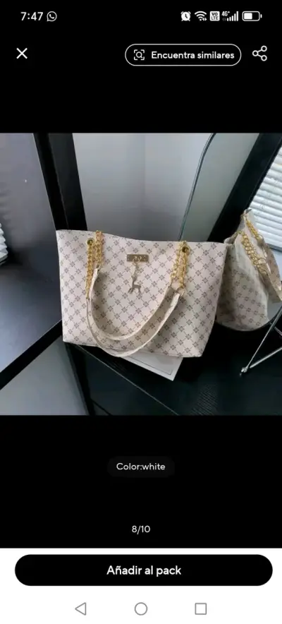 Bolso tote marrón con cadenas - miniatura 2